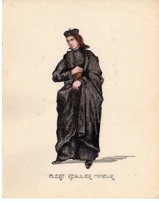 Antique Drawing-RELIGIOUS ORDER-ORDINARY CLERK-MONK-Anonymous-c.1920
