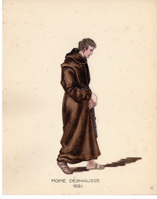 Antique Drawing-RELIGIOUS ORDER-CARMELITES-MONK-Anonymous-c.1920