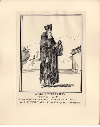 Antique Drawing-RELIGIOUS-AUGUSTINUS-BENEDICTINES-MONK-Schoonebeek-c.1920