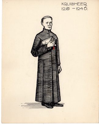 5-Antique Drawings-RELIGIOUS-COSTUME-KRUISHEER-MONK-HOLY CROSS-Anonymous-c.1920