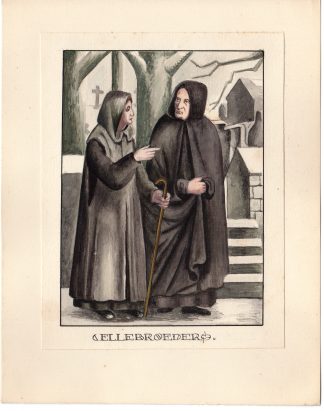 Antique Drawing-RELIGIOUS-COSTUME-ELLEBROEDERS-MONK-Anonymous-c.1920