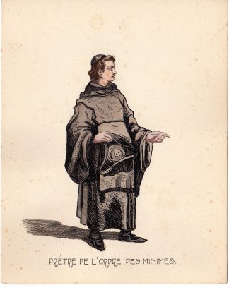 Antique Drawing-RELIGIOUS-COSTUME-MINIMS-MINIEMEN-MONK-Anonymous-c.1920