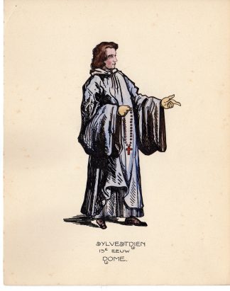 Antique Drawing-ORDER OF ST. SYLVESTER- PONTIFICAL EQUESTRIAN-Anonymous-c.1920