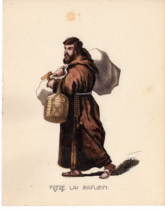 Antique Drawing-RELIGIOUS-COSTUME-CAPUCHIN-MONK-Anonymous-c.1920