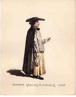 Antique Drawing-RELIGIOUS-COSTUME-CANON-ST. SAVEUR-MONK-Anonymous-c.1920