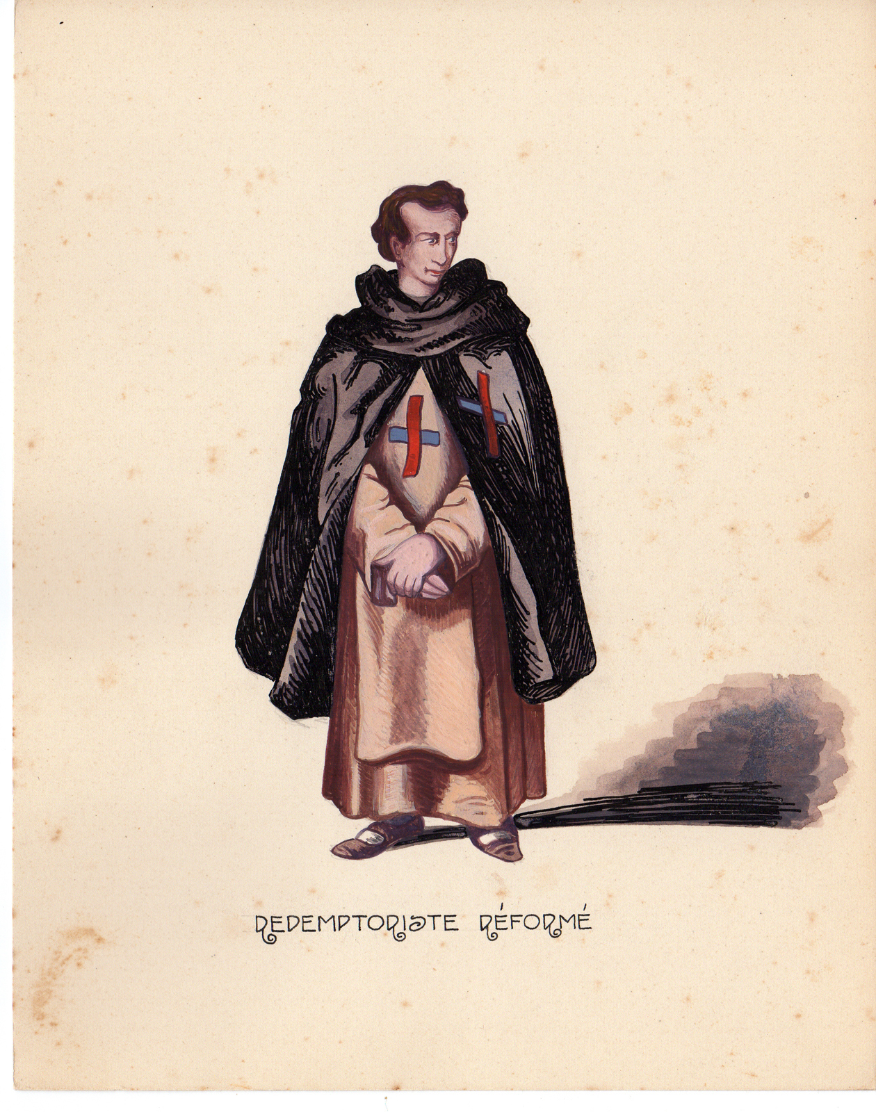 , Antique Drawing-RELIGIOUS-COSTUME-REFORM-REDEMPTORIST-MONK-Anonymous-c.1920, Pictura Antique Prints