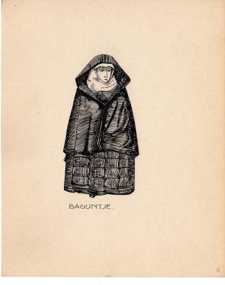 Antique Drawing-RELIGIOUS-COSTUME-CHILD-BAGIJNEN-BAGUINS-MONK-Anonymous-c.1920
