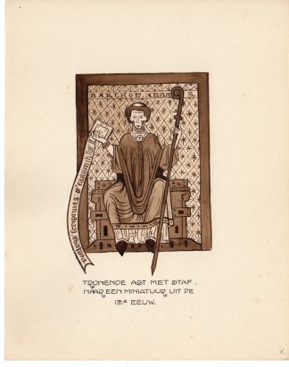 Antique Drawing-RELIGIOUS-COSTUME-ABBEY-MONK-ABBOT-Anonymous-c.1920