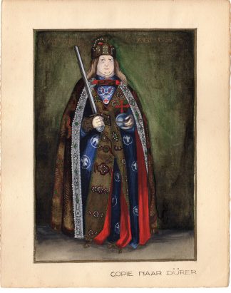 Antique Drawing-KING-CHARLES THE GREAT-CHARLEMAGNE-Anonymous-Durer-c.1920