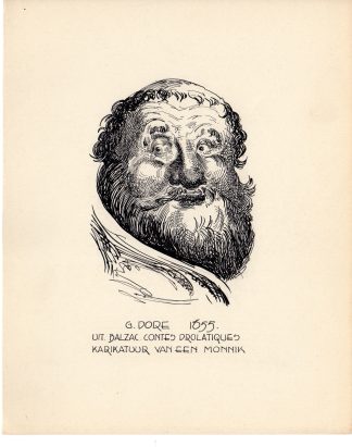 Antique Drawing-RELIGIOUS-COSTUME-CARICATURE-MONK-Anonymous-Dore-c.1920
