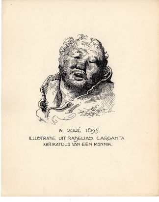 Antique Drawing-RELIGIOUS-COSTUME-CARICATURE-MONK-Anonymous-Dore-c.1920