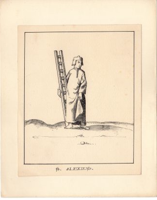 Antique Drawing-SAINT ALEXIUS-ALEXIS-EDESSA-Anonymous-c.1920