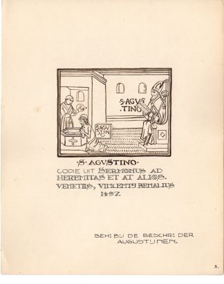 Antique Drawing-SAINT AUGUSTINE OF HIPPO-BAPTISM-Anonymous-c.1920