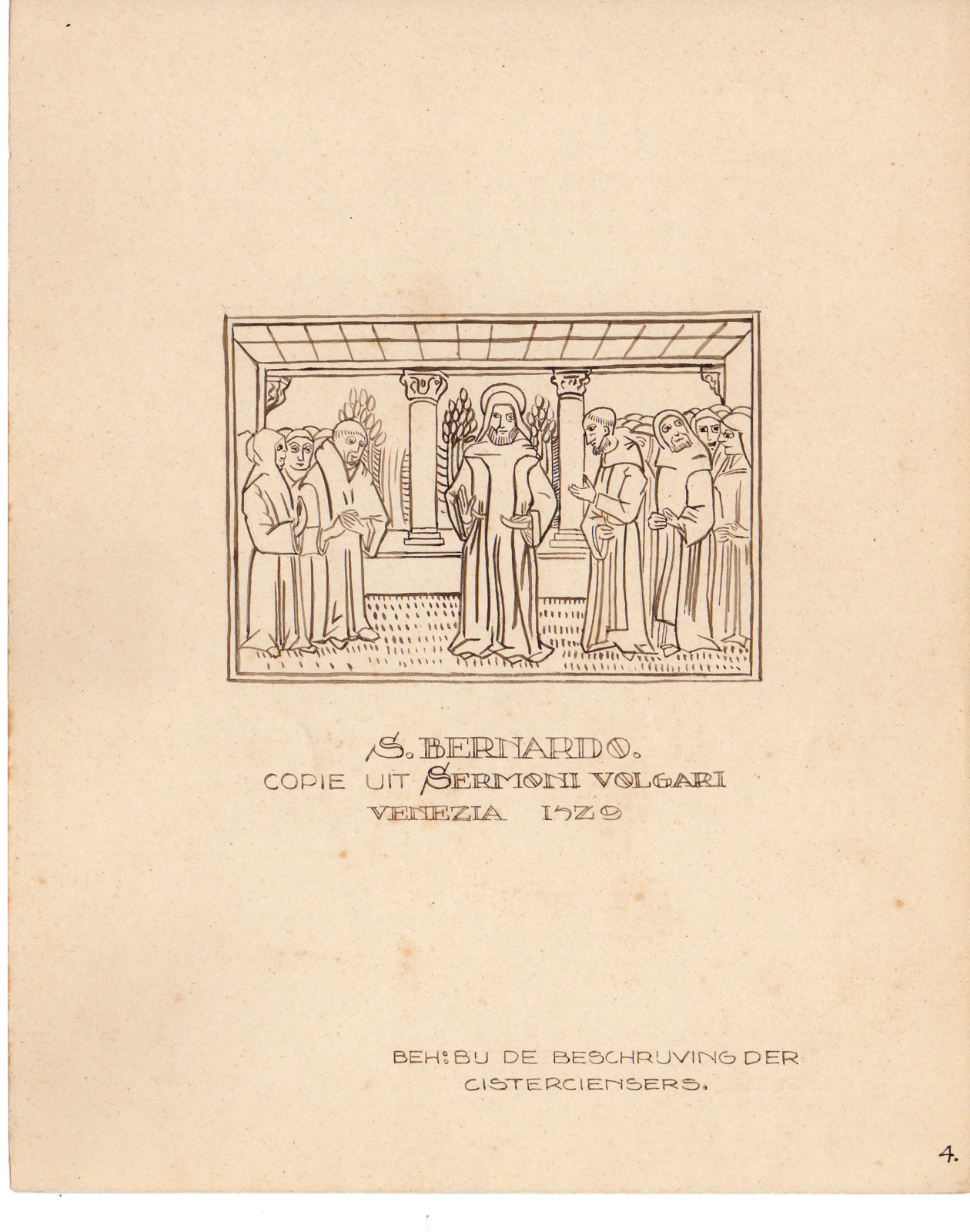 , Antique Drawing-SAINT-BERNARDO-Anonymous-c.1920, Pictura Antique Prints