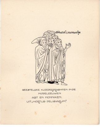 Antique Drawing-ABBATEL MONARCH-TRADITIONAL COSTUME-MIDDLE AGES-Anonymous-c.1920