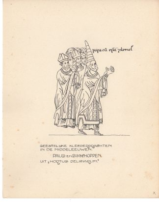Antique Drawing-RELIGIEUS-TRADITIONAL COSTUMES-MIDDLE AGES-Anonymous-c.1920