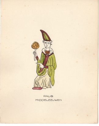Antique Drawing-POPE-MIDDLE AGES-Anonymous-c.1920