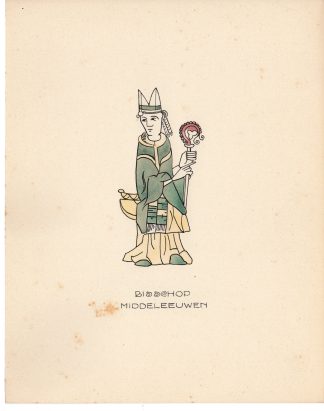 Antique Drawing-BISHOP-MIDDLE AGES-Anonymous-c.1920