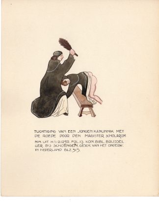 Antique Drawing-DISCIPLINE-CANONS BOY-HEAD OF THE SCHOOL-ROD-Anonymous-c.1920