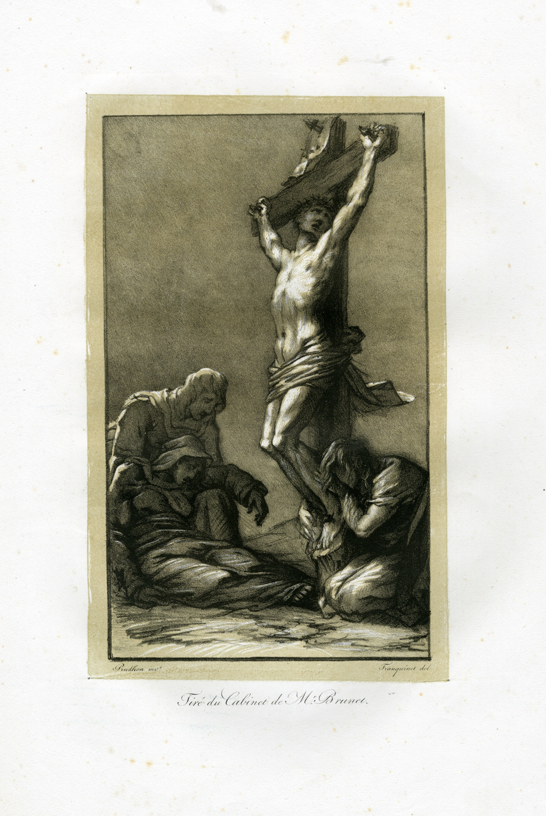 , Antique Master Print-CRUCIFIXION-RELIGIOUS-LITHOGRAPH-Franquinet-Prudhon-c.1820, Pictura Antique Prints