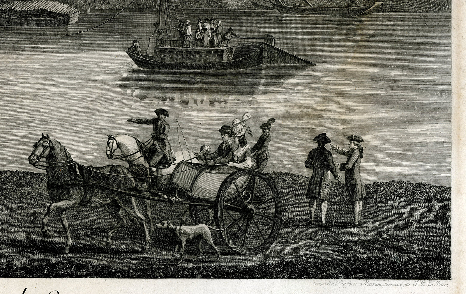 , Antique Master Print-ISLE-BARBE-VIEW-SAONE-LYON-FESTIVAL-Martini, Le Bas-Ollivier-1781, Pictura Antique Prints