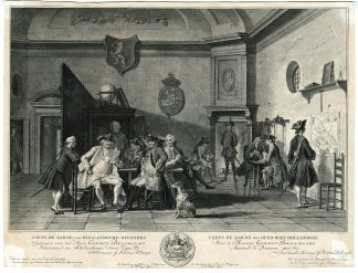 Antique Master Print-DUTCH-OFFICERS-GUARDROOM-Punt, Tanje-Troost-1754