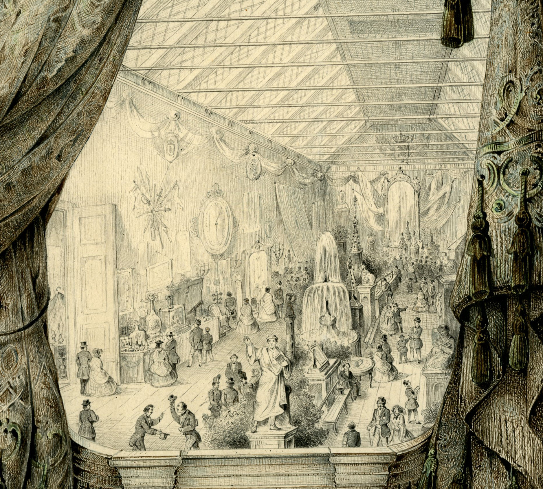 , Antique Drawing-TENTOONSTELLING-NIJVERHEID-HAARLEM-van Looij-1861, Pictura Antique Prints