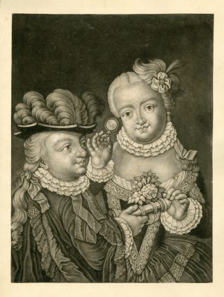Antique Master Print-FIVE-SENSES-MEZZOTINT-SIGHT-Haid-ca. 1750