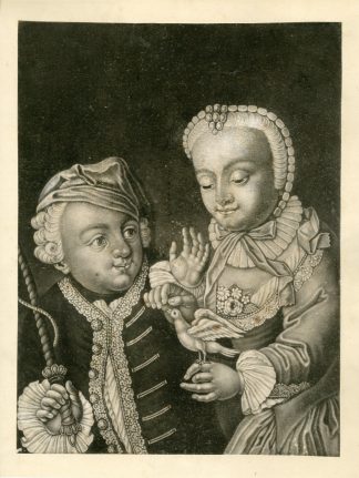 Antique Master Print-FIVE-SENSES-MEZZOTINT-TOUCH-Haid-ca. 1750