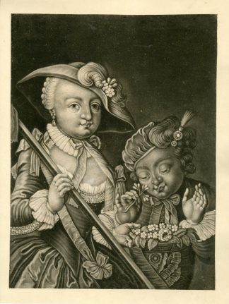 Antique Master Print-FIVE-SENSES-MEZZOTINT-SMELL-Haid-ca. 1750