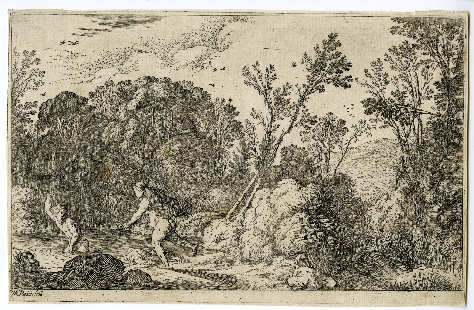 , Antique Master Print-OVID-METAMORPHOSES-SALMACIS-HERMAPHRODITUS-Baur-1639-1641, Pictura Antique Prints