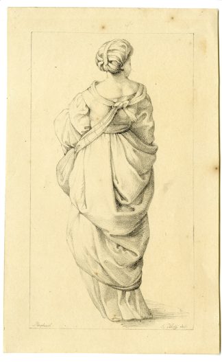 Antique Print-FEMALE-FIGURE-STUDY-EARLY LITHOGRAPH-Piloty-Raphael-c.1820