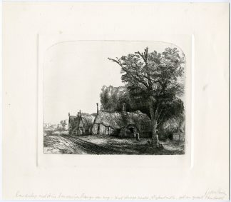 Antique Print-LANDSCAPE-THREE-FARMHOUSES-Rembrandt-1650 [20th c.]