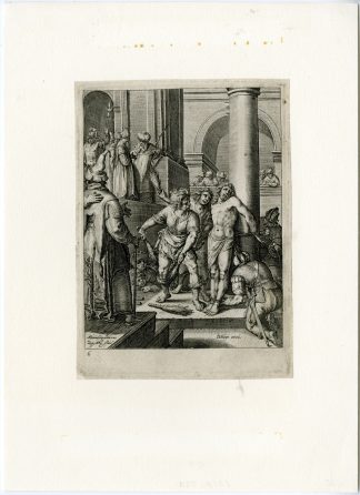 Antique Master Print-THE-FLAGELLATION-CHRIST-PILATUS-Dolendo-van Mander-c.1596