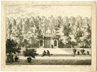 Antique Master Print-GARDEN-ETCHING-FLEMISH-Genoels-c.1670?1690