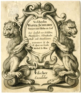 Antique Print-TITLE PLATE-VARIOUS HERALDRY SHIELDS-Visscher-le Blon-c.1612-1625