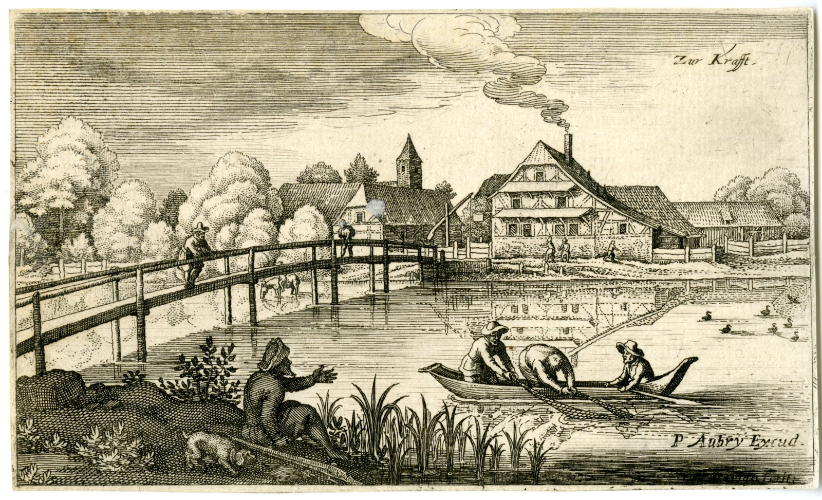 , Antique Master Print-ZUR KRAFFT?VILLAGE VIEW-Merian-1620, Pictura Antique Prints