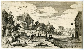 Antique Master Print-ZUR NEWSTAT (NEUSTADT)?VILLAGE VIEW-Merian-1620