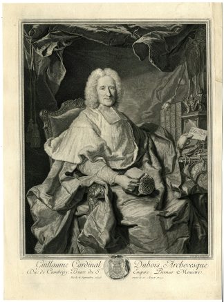 Antique Master Print-PORTRAIT-CARDINAL-GUILLAUME-DUBOIS-Drevet-Rigaud-1724
