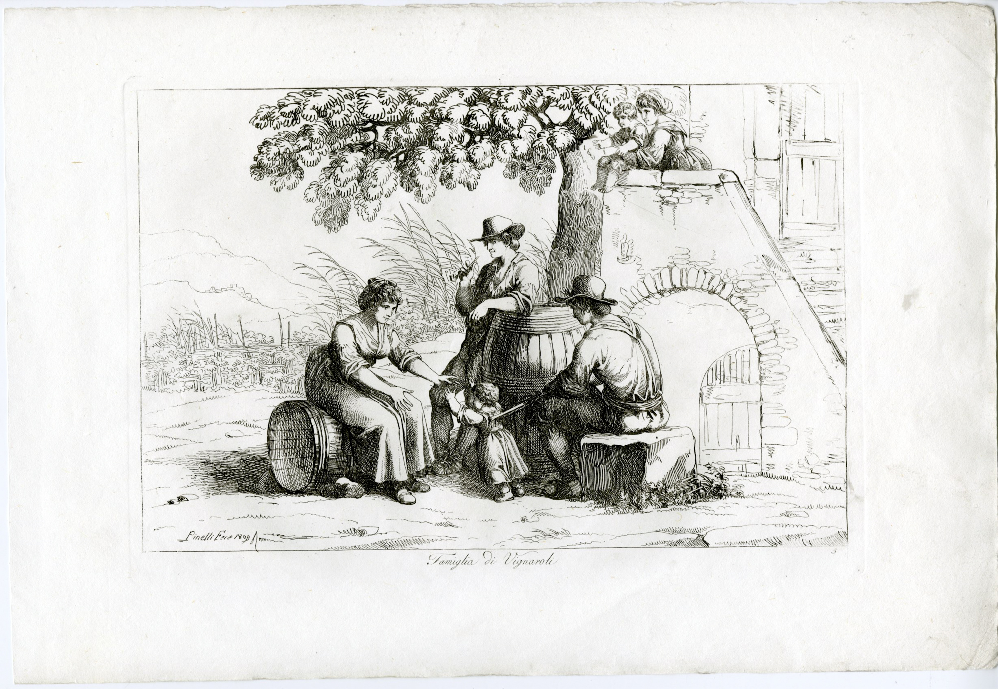 , Antique Master Print-FAMILY-WINEMAKERS-WINERY-Pinelli-1809, Pictura Antique Prints