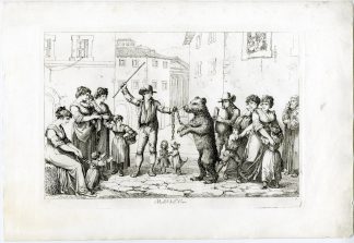Antique Master Print-DANCING-BEAR-ROMAN-STREET-SCENE-PL.7-Pinelli-1809