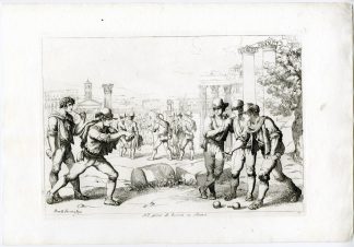 Antique Master Print-BOCCE-GAME-ROMAN-RUINS-STREET-SPORT-PL.12-Pinelli-1809