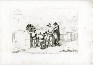 Antique Master Print-ROMAN-STREET-GAMBLING-ZECCHINETTA-PL.14-Pinelli-1809
