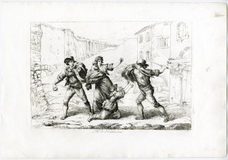 Antique Master Print-TRASTEVERE-STREET-FIGHT-ROME-PL.17-Pinelli-1809