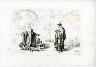 Antique Master Print-POOR-FAMILY-ROMAN-STREET-BEGGARS-PL.19-Pinelli-1809