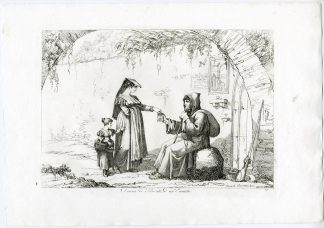 Antique Master Print-ROME-CHARITY-HERMIT-WOMAN-CHILD-PL.29-Pinelli-1809