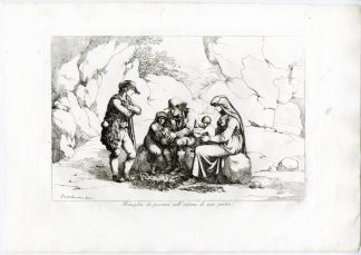 Antique Master Print-ROME-SHEPHERD-FAMILY-CAVE-GROTTO-PL.28-Pinelli-1809