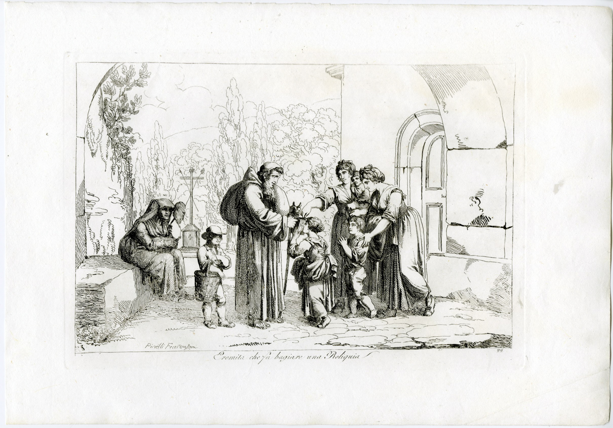 , Antique Master Print-RELIC-KISSING-FRIAR-PINELLI-PL.22-Pinelli-1809, Pictura Antique Prints