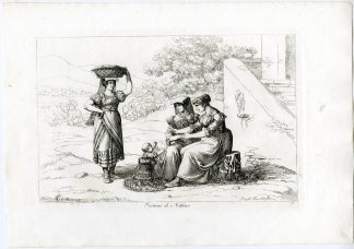 Antique Master Print-NETTUNO-WOMEN-COSTUMES-CHILD-BASKET-PL.31-Pinelli-1809