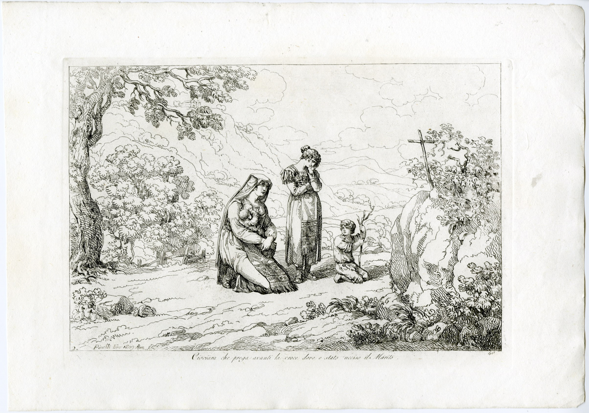 Pictura 10525 416x291 Antique Master Print-CIOCIARA-MOURNING-CROSS-ITALIAN-COSTUME-PL.40-Pinelli-1809
